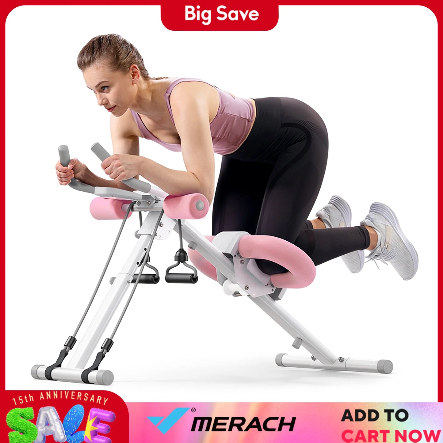 MERACH Adjustable Ab Trainer Machine with Knee Support Foldable Core Workout Equipment