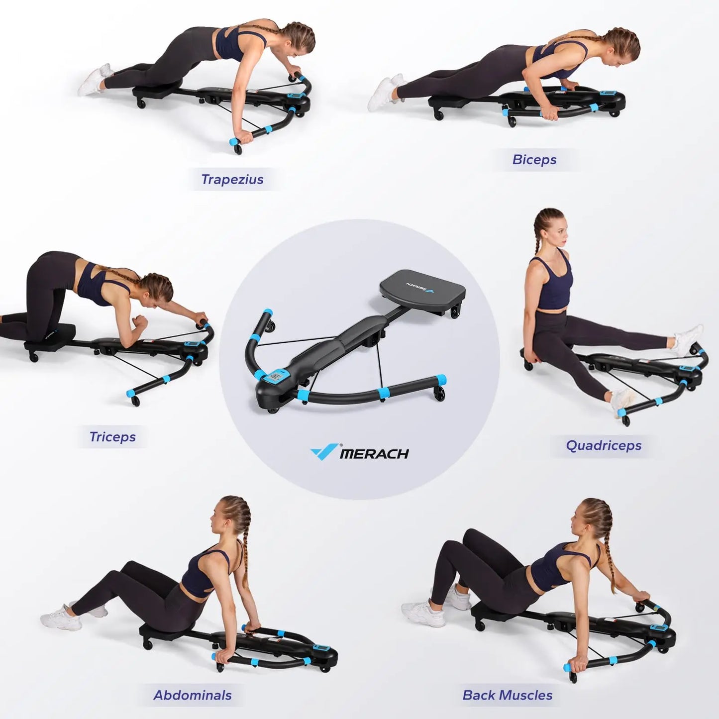 Multifunctional Core and Ab Trainer with Rowing Machine for Home Gym