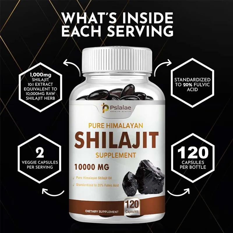 Shilajit Capsules for Detox Support Stress Relief and Nutrient Absorption 120 Count