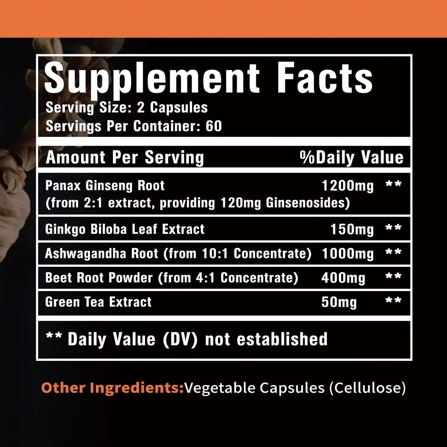 Panax Ginseng Capsules for Energy Focus and Endurance Support 120 Count