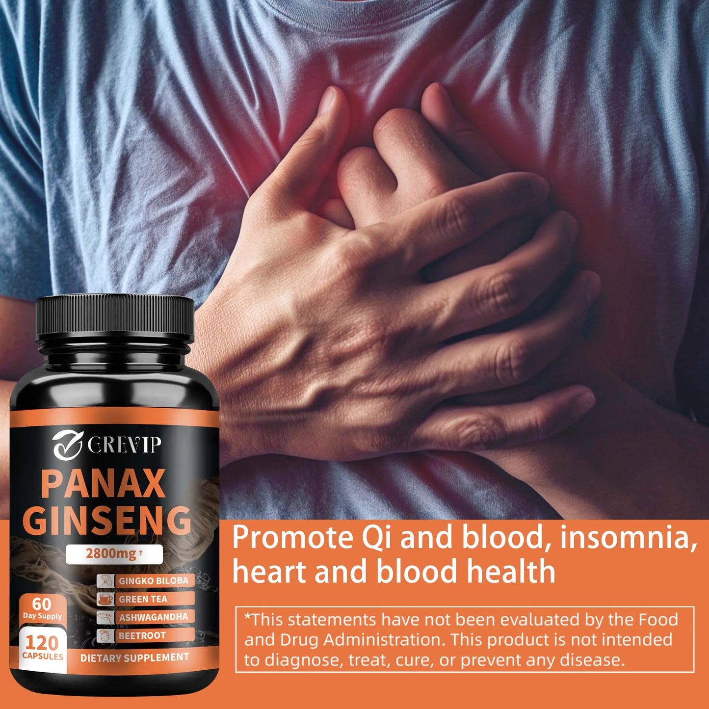 Panax Ginseng Capsules for Energy Focus and Endurance Support 120 Count