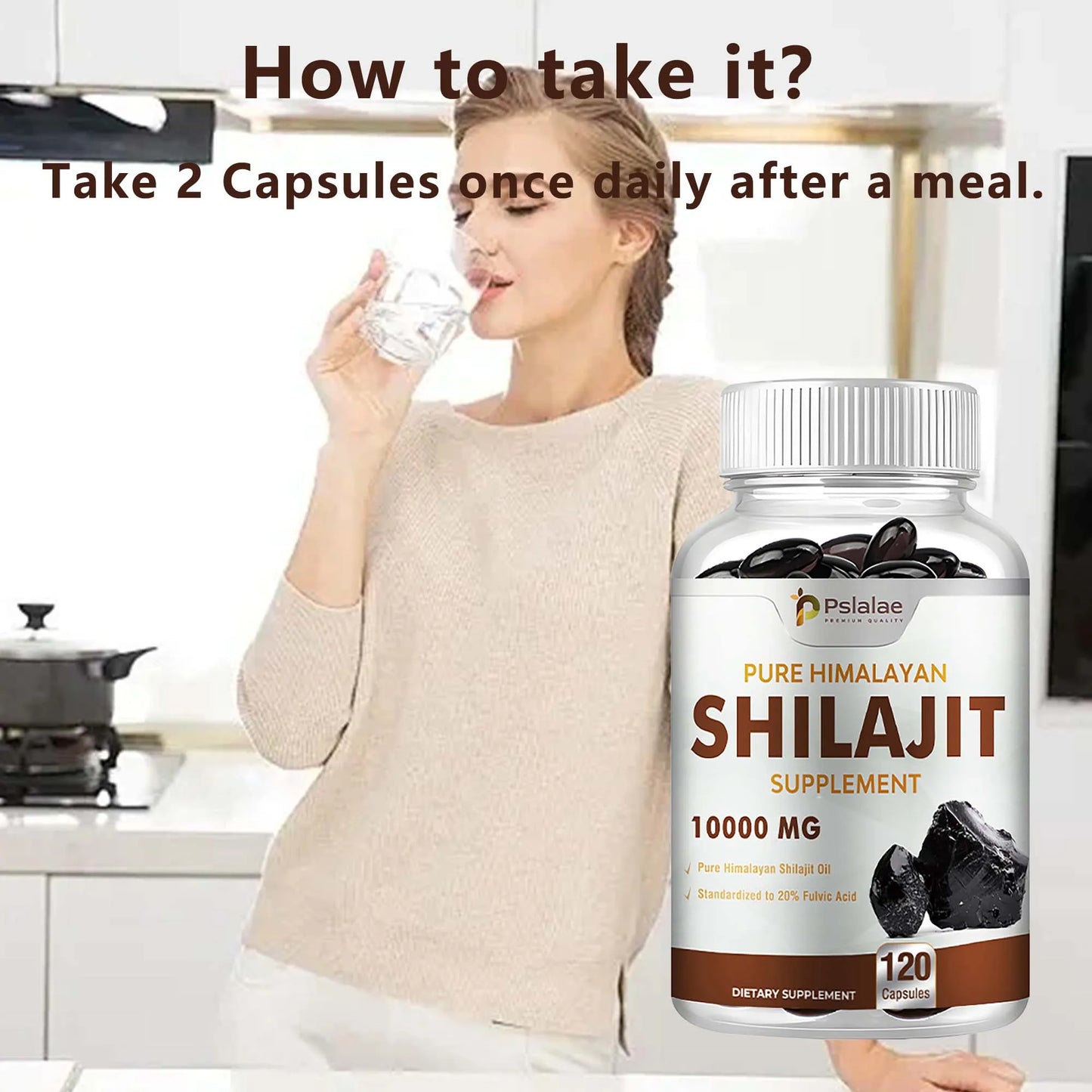Shilajit Capsules for Detox Support Stress Relief and Nutrient Absorption 120 Count