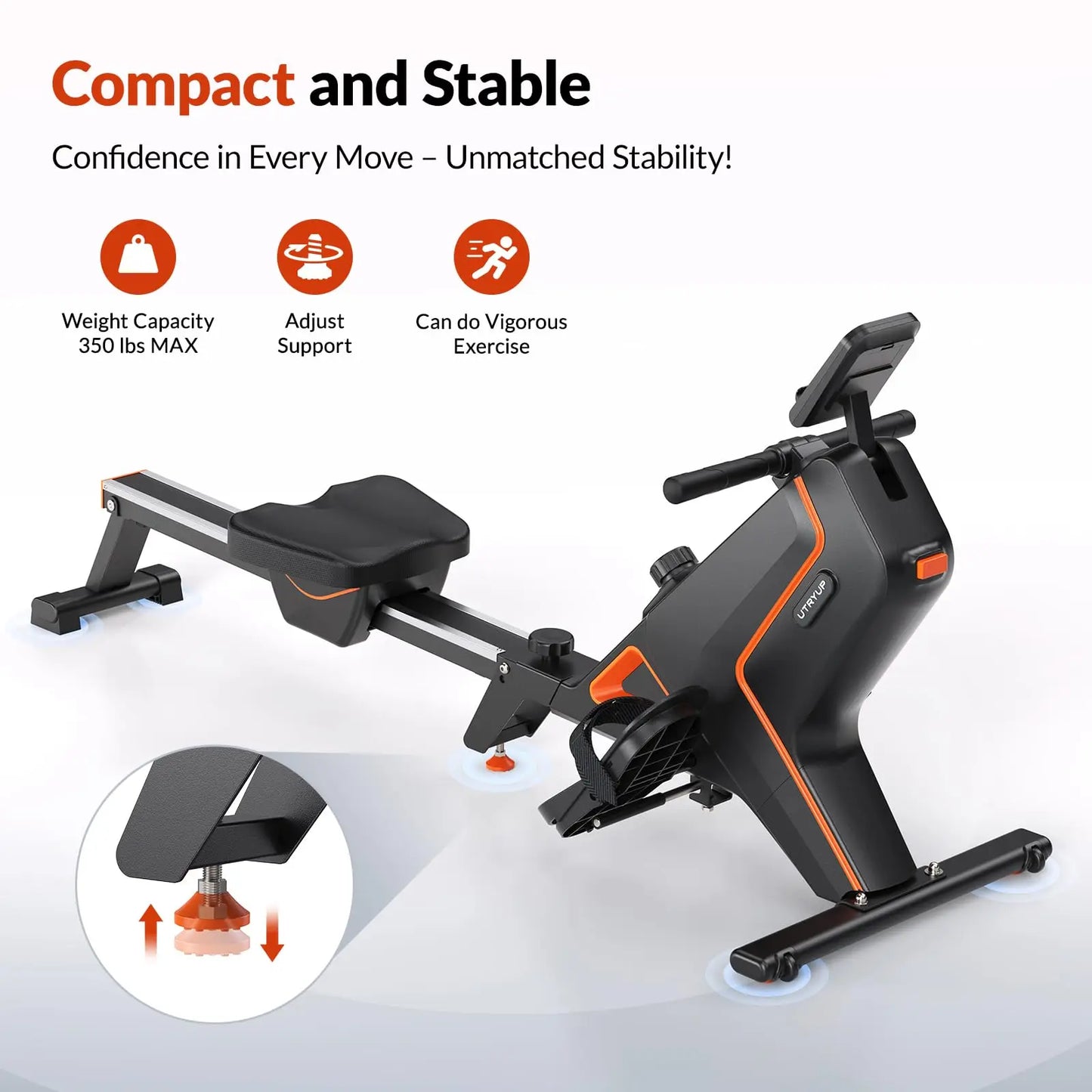 UTRYUP Magnetic Rowing Machine with 16 Levels Quiet Resistance Foldable Design for Home Gym Fitness
