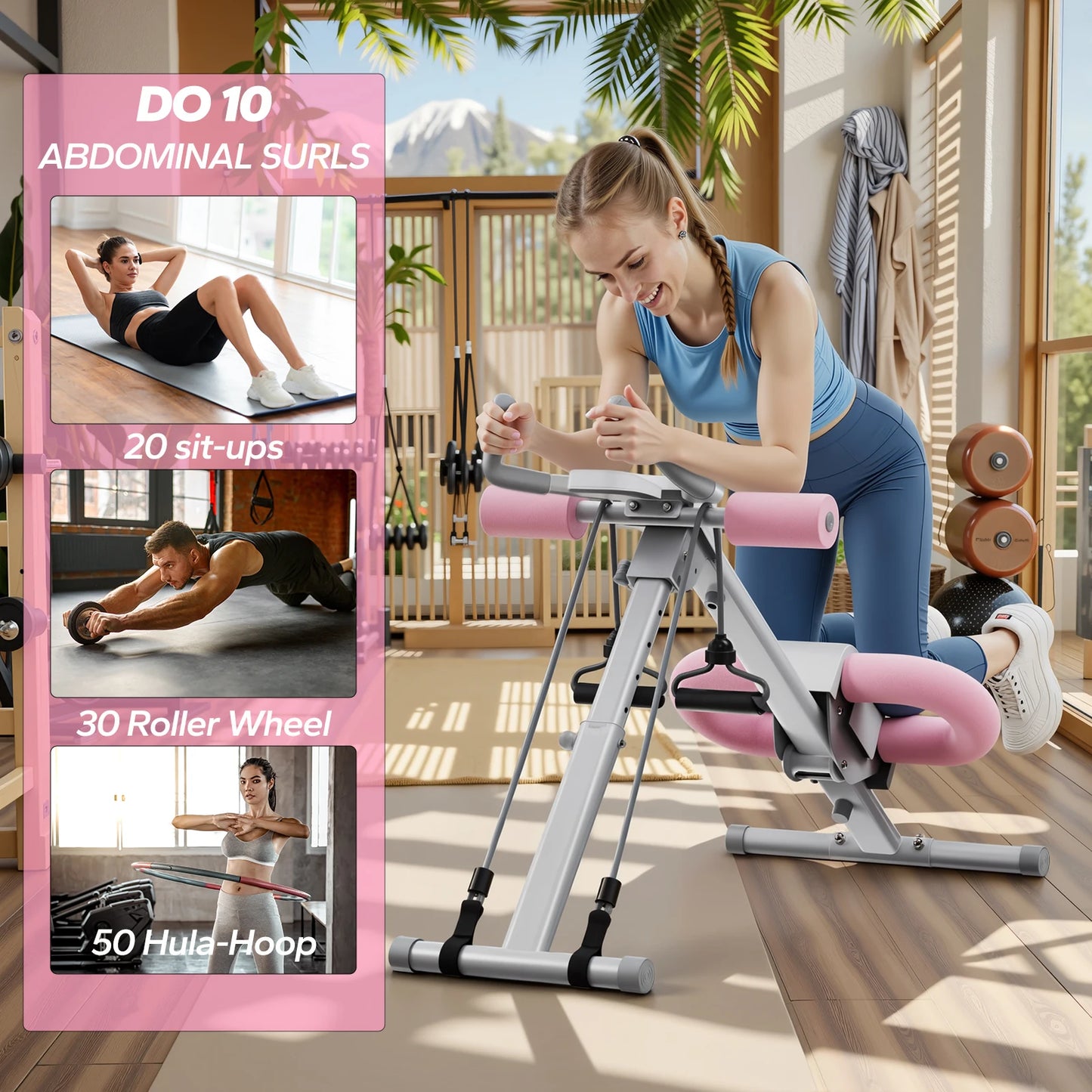 MERACH Adjustable Ab Trainer Machine with Knee Support Foldable Core Workout Equipment