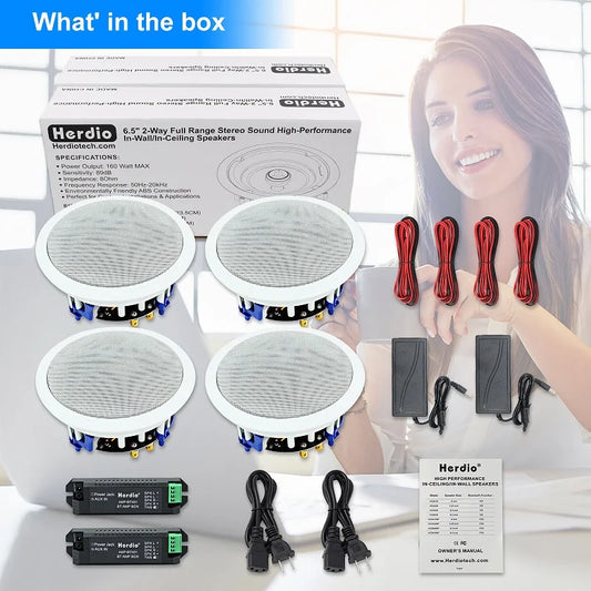 Bluetooth Ceiling Speaker Set 4 Piece 2 Way Flush Mount