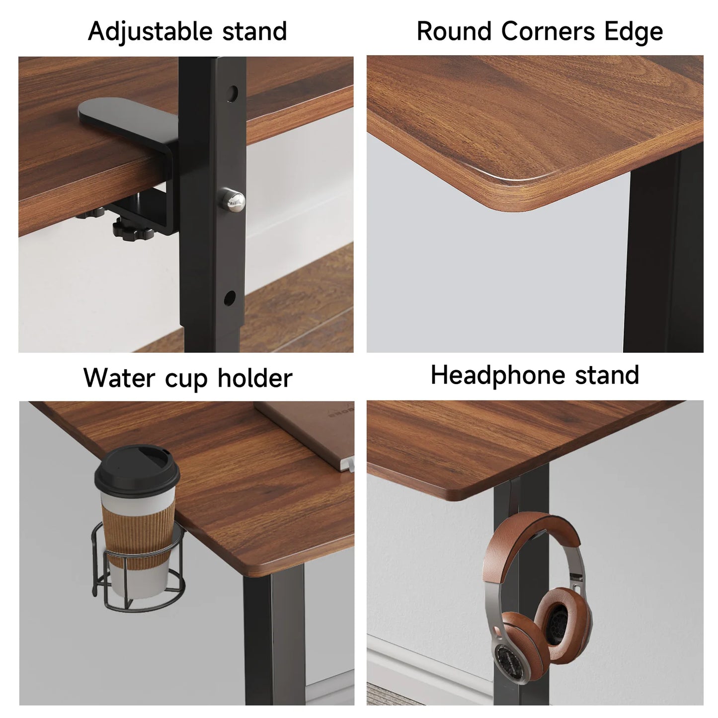 Electric Standing Desk with Adjustable Height and Dual Monitor Shelves