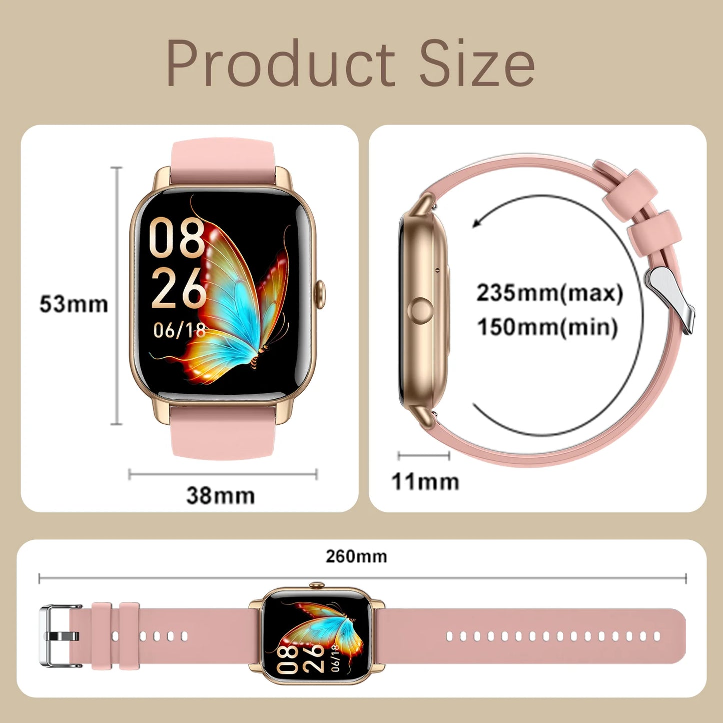 LaNikar P66D Smartwatch 185 Inch Bluetooth Fitness Tracker for Women