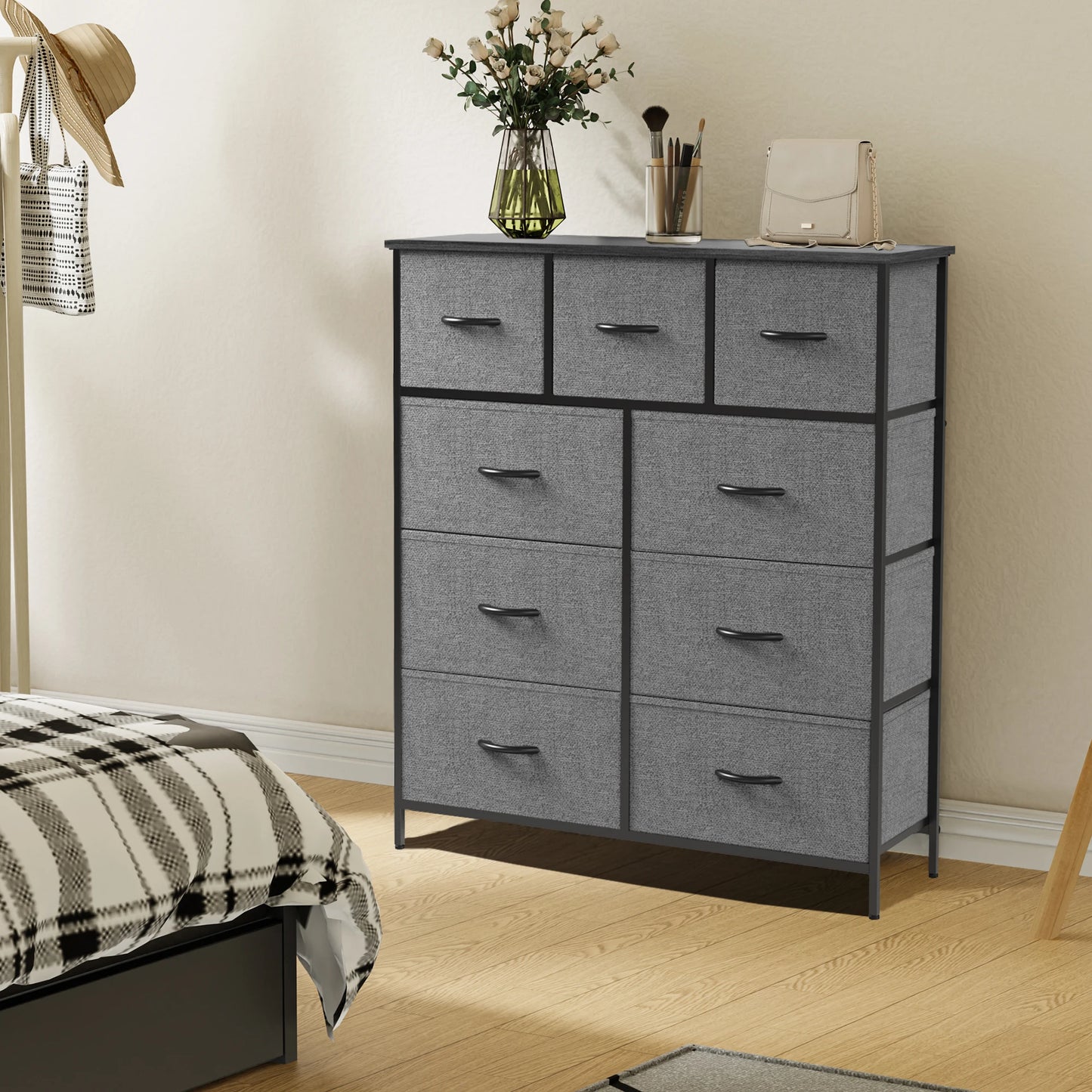 Modern 9-Drawer Fabric Dresser and Wardrobe Organizer