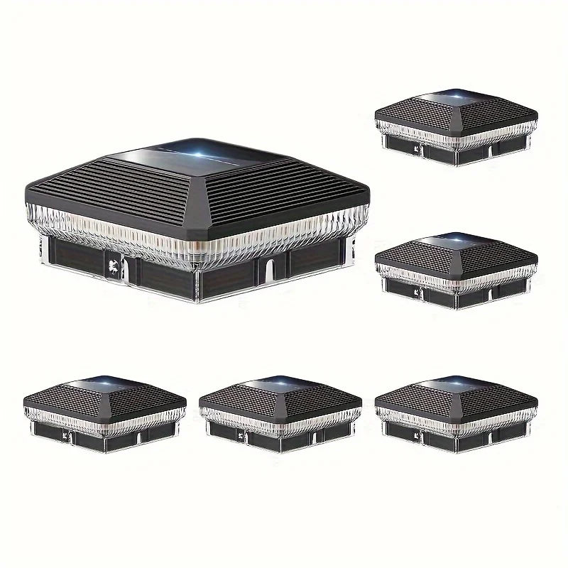 Solar Fence Post Lights 6 Piece Set with 3 Modes
