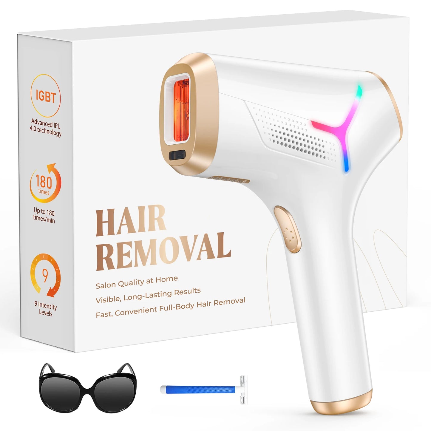 **IPL Hair Removal Device 999900 Flashes for Face and Body**