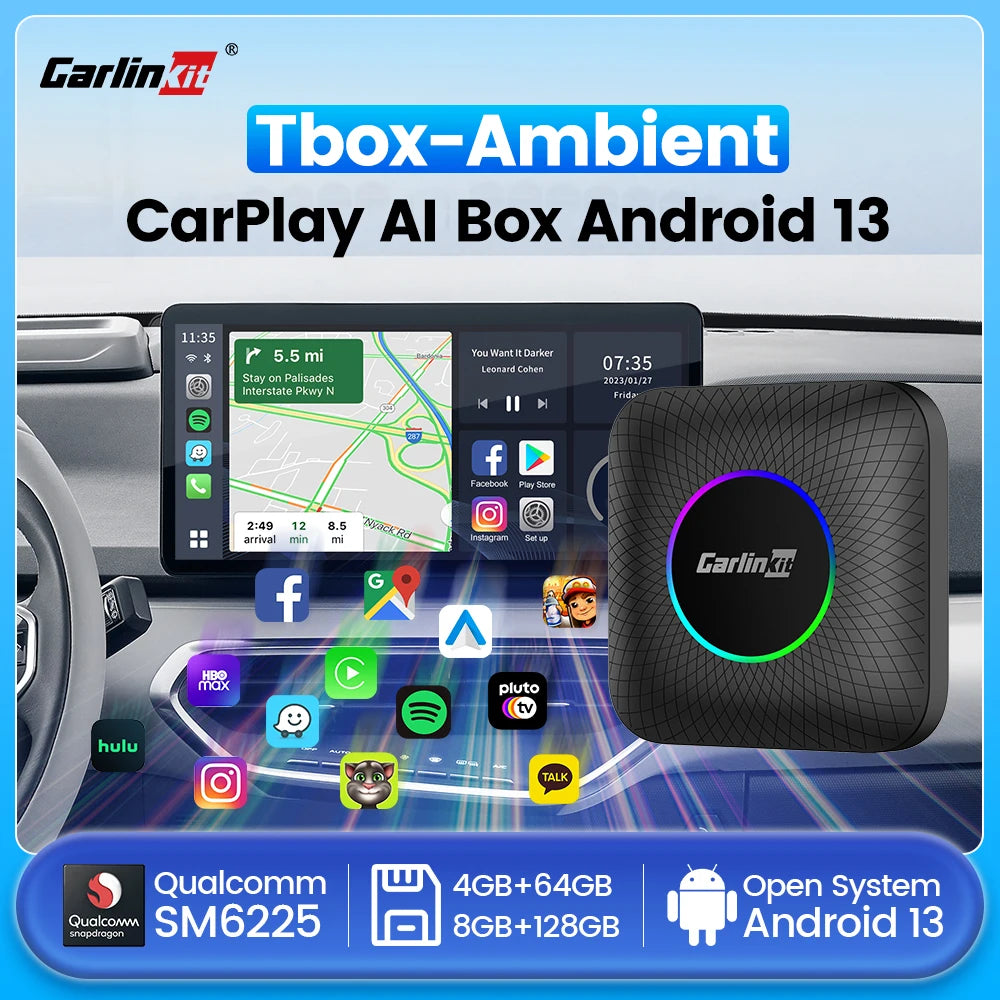 3 in 1 Android 13 Wireless CarPlay AI Box for Cars with Wired Systems