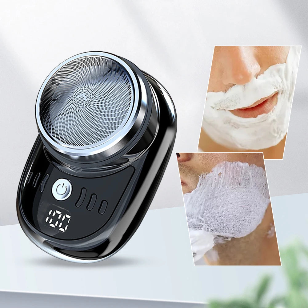 Mini Electric Travel Shaver for Men – USB Rechargeable Beard & Face Trimmer with Digital Display