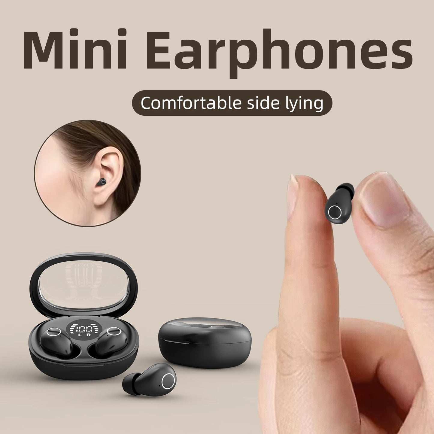 Invisible Wireless Sleep Earbuds Tiny Bluetooth Headset with Mic