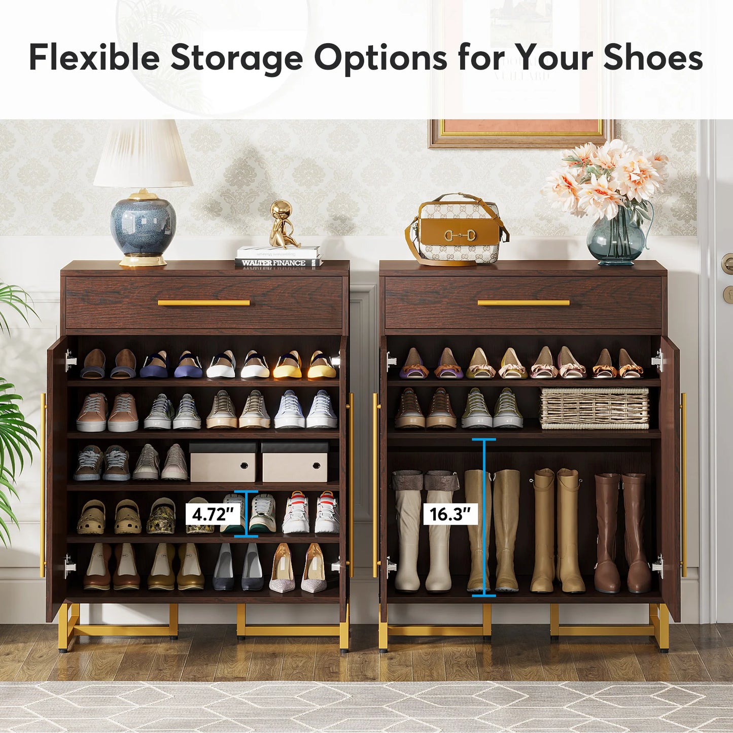 Tribesigns Shoe Storage Cabinet with Drawer and Doors Holds 20 Pairs Entryway Organizer with Adjustable Shelves