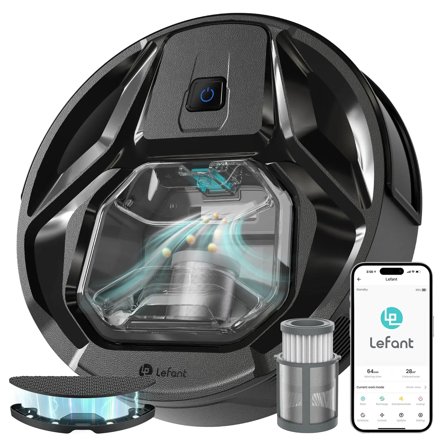 Lefant M320 Robot Vacuum and Mop 6000Pa Suction 210 Min Runtime Self Charging for Pet Hair Hard Floors and Carpet