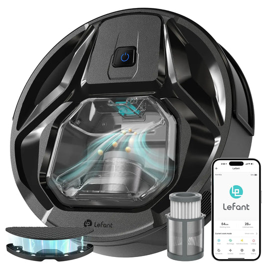 Lefant M320 Robot Vacuum and Mop 6000Pa Suction 210 Min Runtime Self Charging for Pet Hair Hard Floors and Carpet