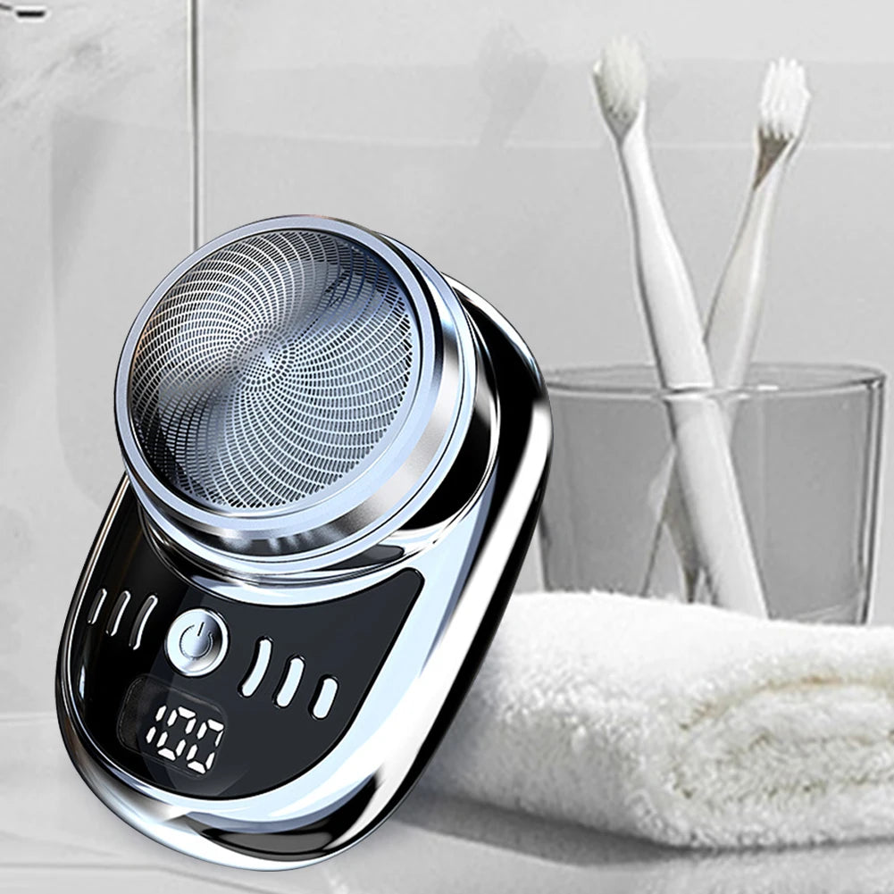 Mini Electric Travel Shaver for Men – USB Rechargeable Beard & Face Trimmer with Digital Display