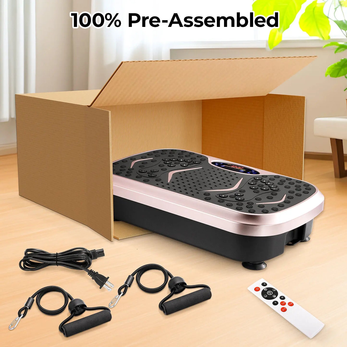 Vibration Plate Exercise Machine Whole Body Fitness Platform with Resistance Bands