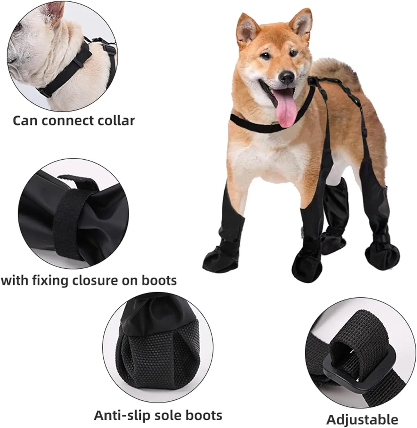 Waterproof Dog Boots with Suspenders for Outdoor Use