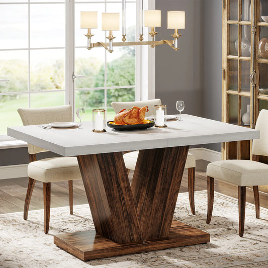 Modern 47-Inch Dining Table for 4 with Sturdy Pedestal
