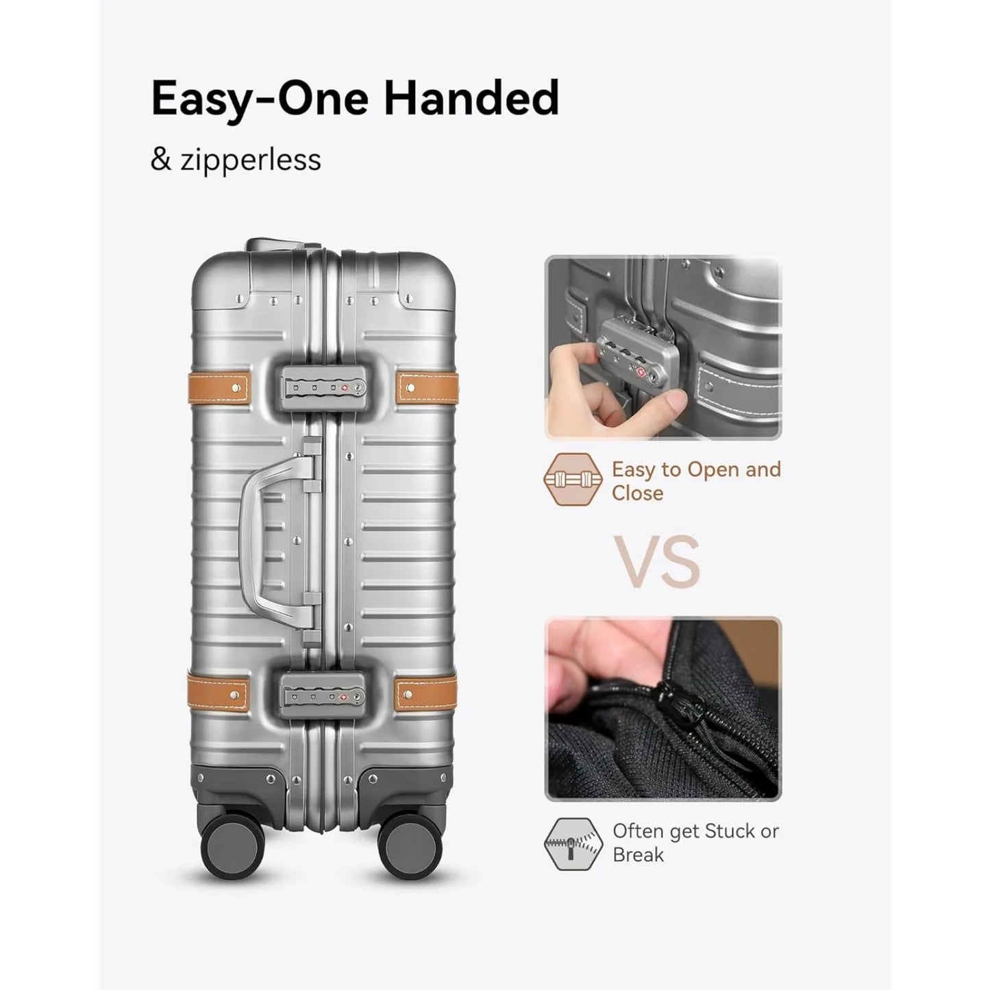 Aluminum Carry On Luggage with USB Port Wheels
