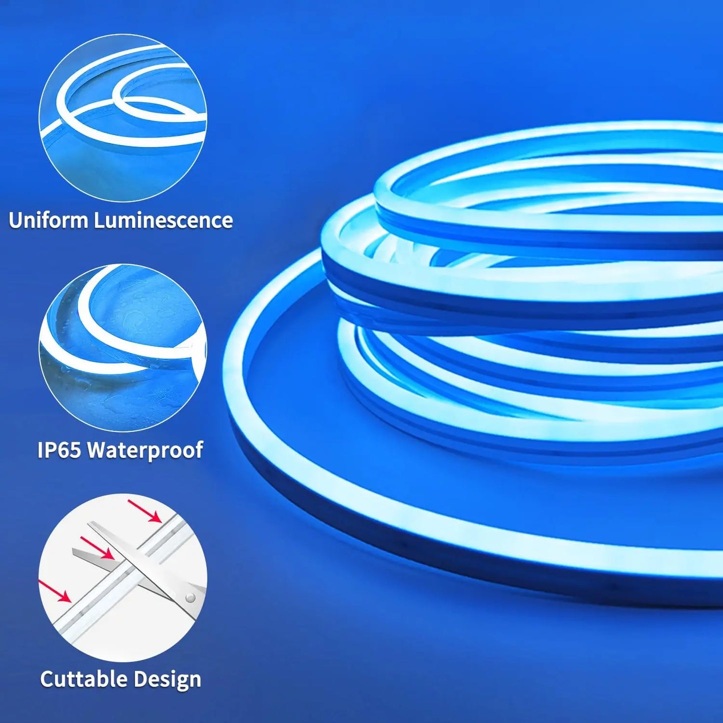 Smart RGB Neon LED Strip Lights – Waterproof, Music Sync, App & Remote Control