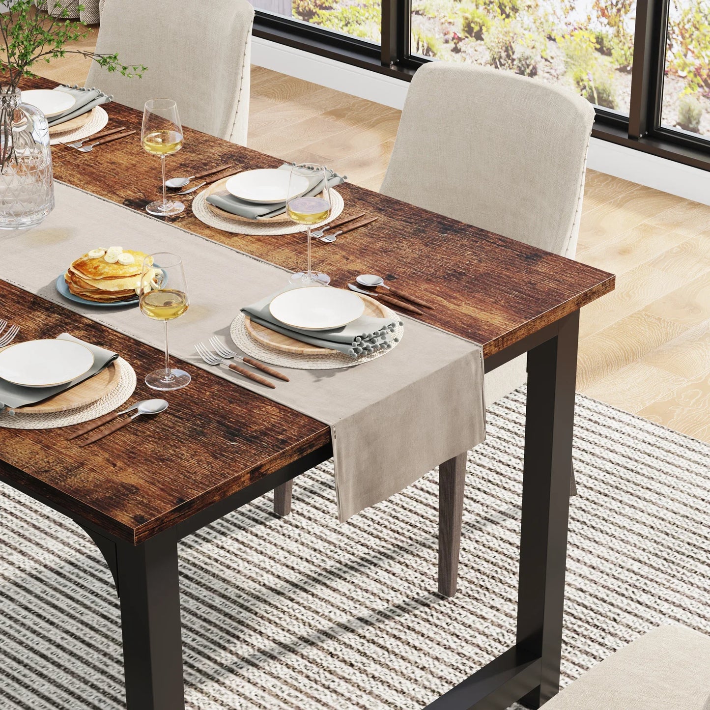 Modern 63-Inch Dining Table for 6-8 People – Sturdy Rectangular Kitchen Table