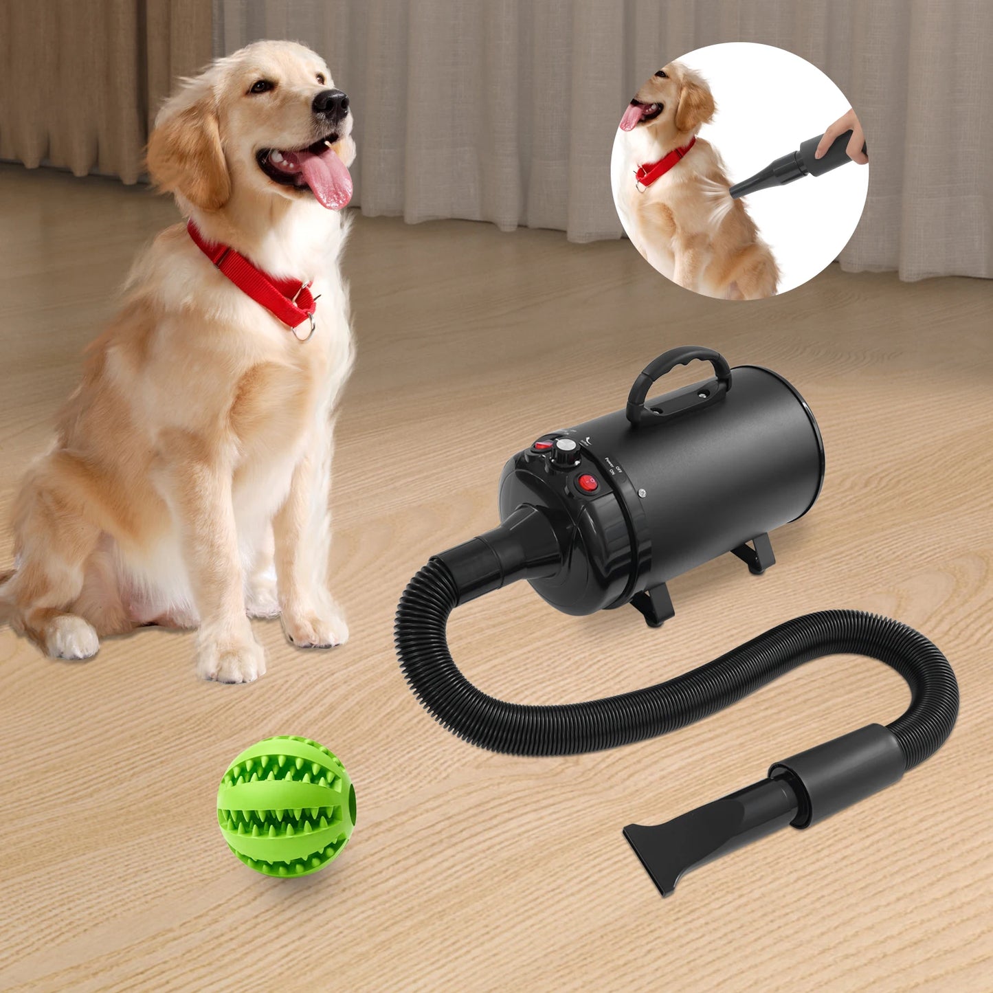 Pet Grooming Dryer with Adjustable Heat and Low Noise