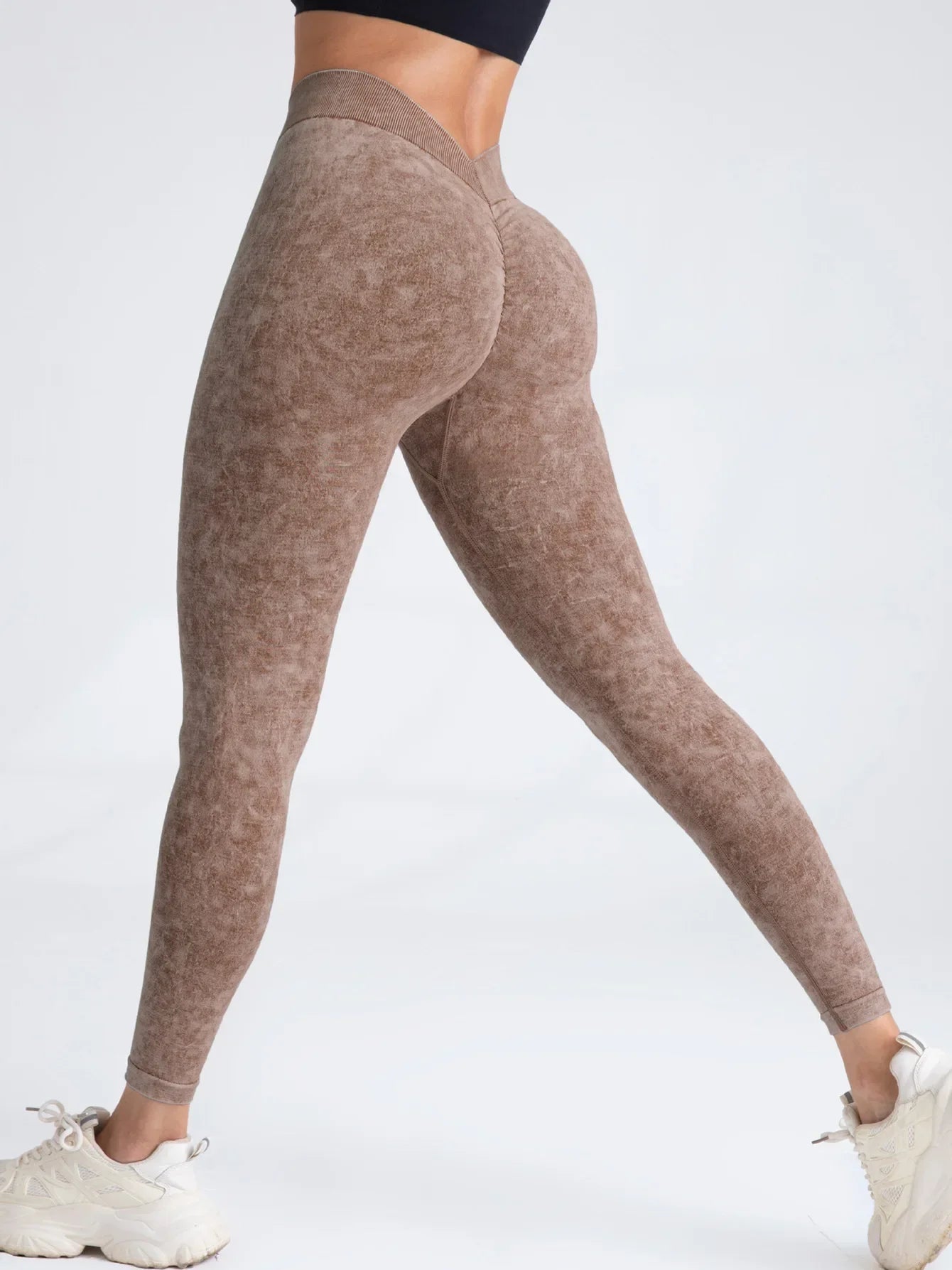 Womens V Back Seamless Push Up Workout Leggings