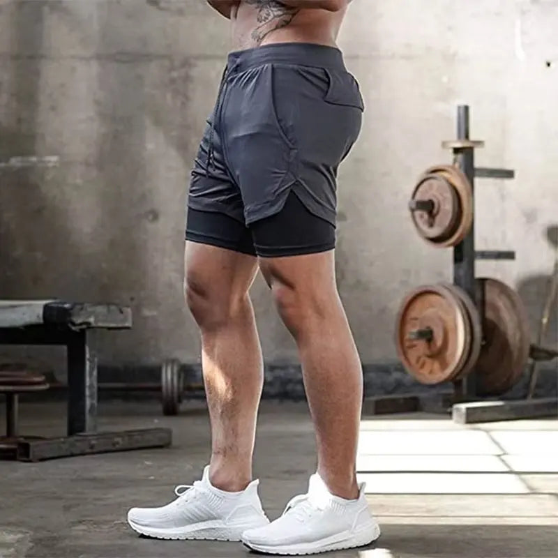 Mens Quick Dry 2 in 1 Workout Shorts with Pockets