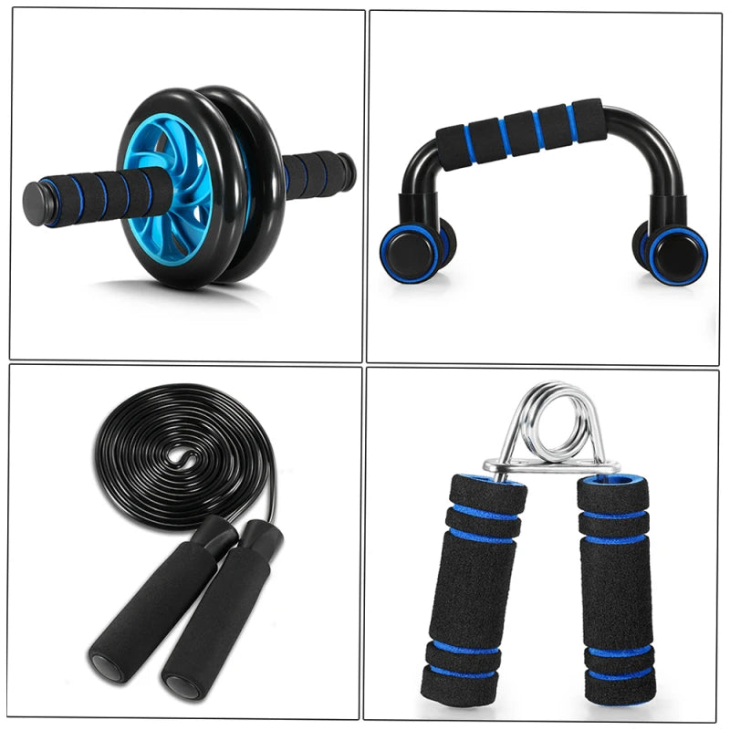 5 in 1 Ab Roller Workout Kit with Push Up Bars Jump Rope Hand Gripper and Knee Pad