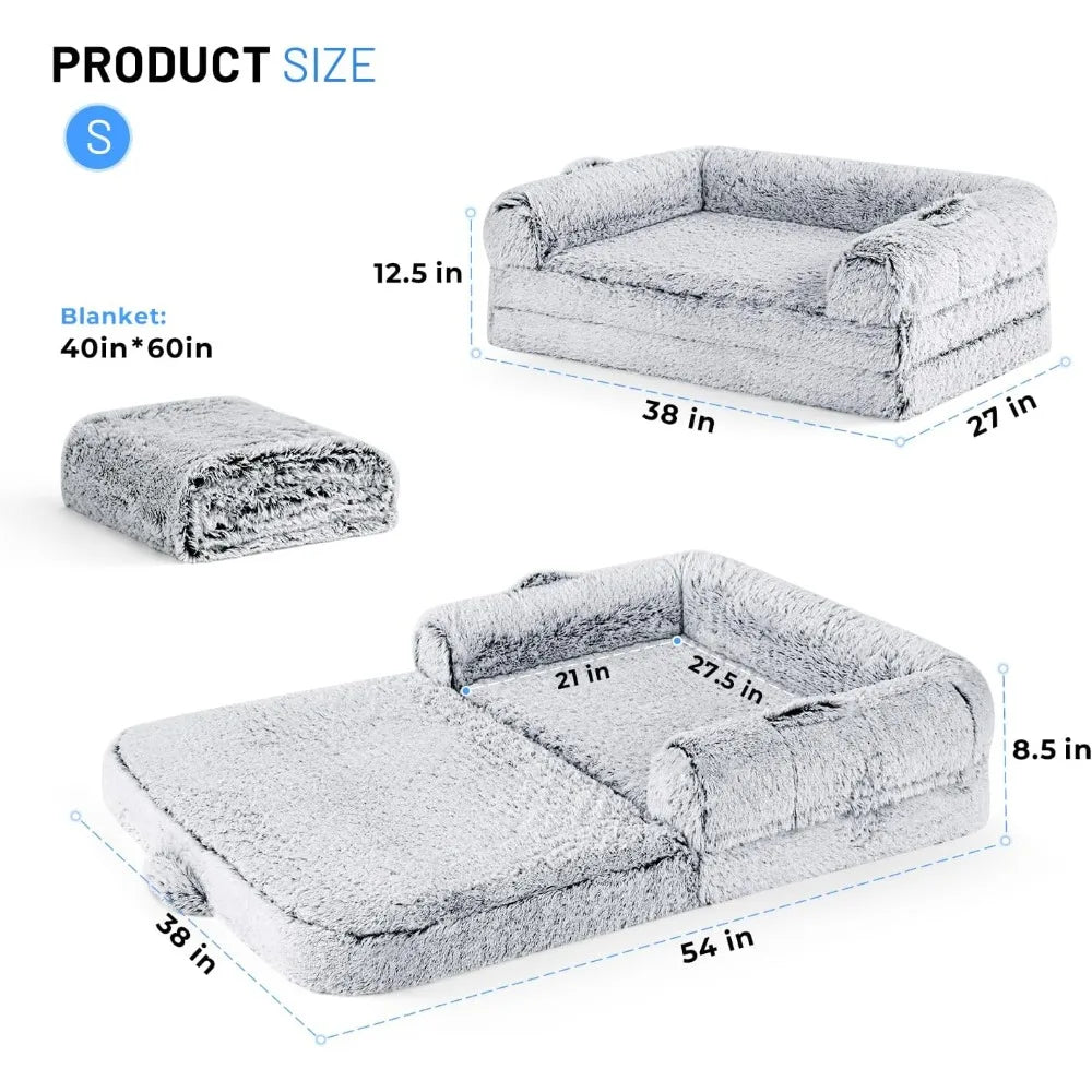 Foldable Human Dog Bed with Memory Foam and Soft Plush