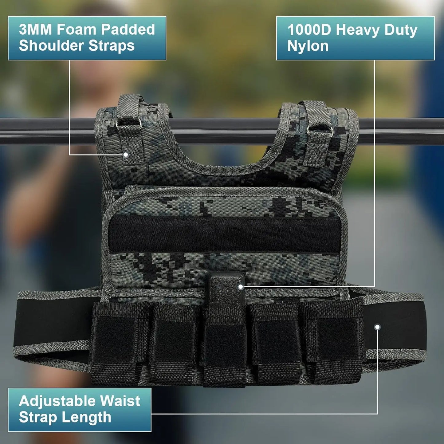 Adjustable 44LB Weighted Vest with Iron Weights for Training and Running
