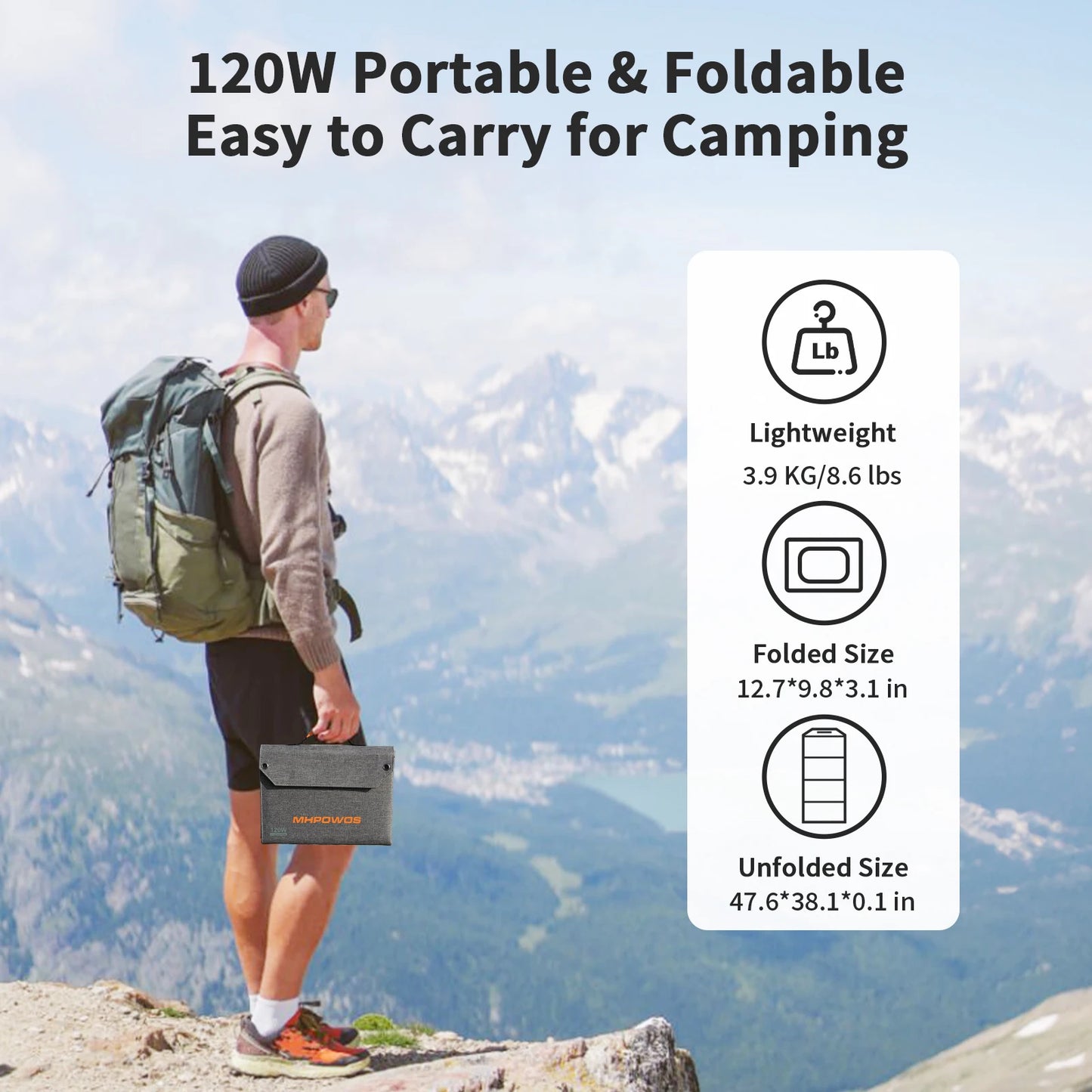 Portable Foldable 120W Solar Panel with 7-in-1 Adapter Kit