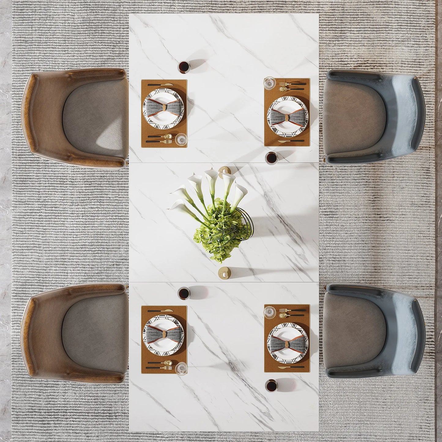 Modern Faux Marble Dining Table 8 Person Capacity