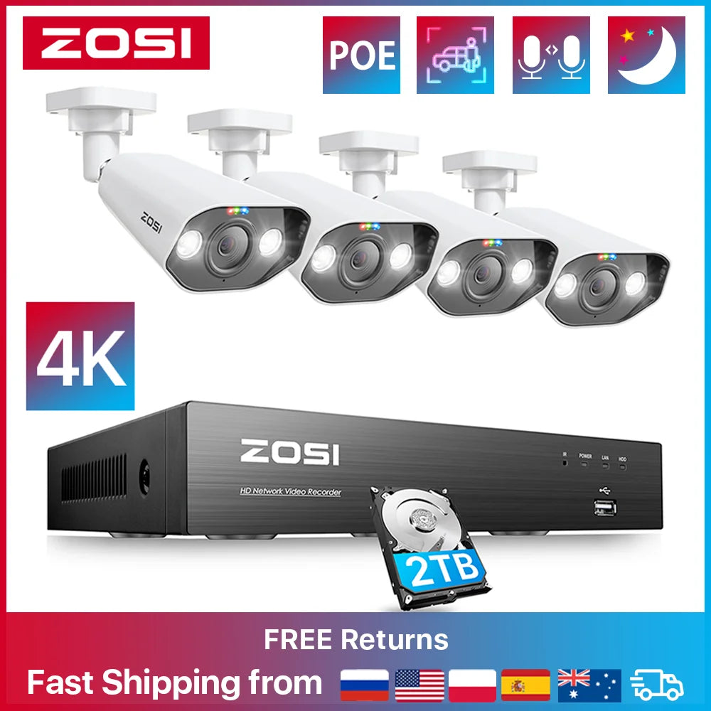 8MP 4K PoE Security Camera System with NVR Kit