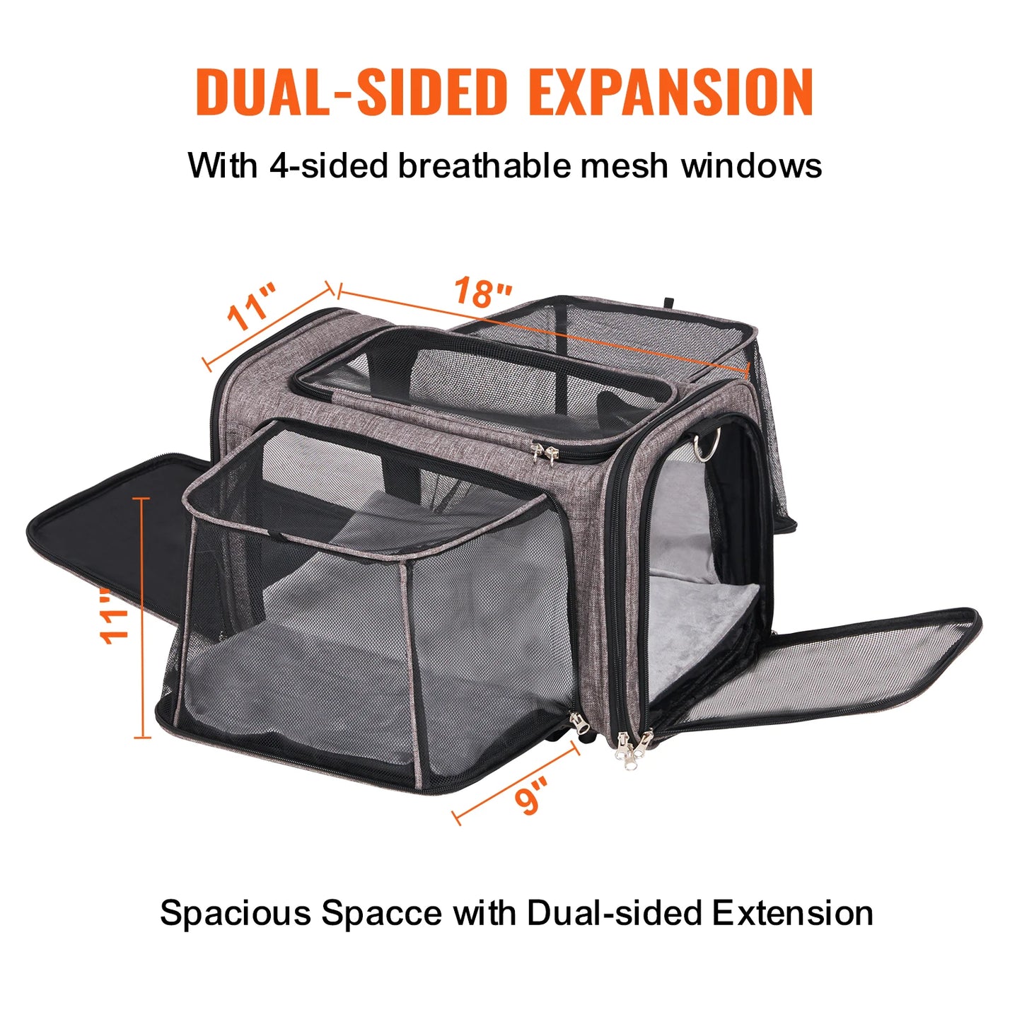 VEVOR Rolling Pet Carrier Backpack with Wheels Telescopic Handle and Shoulder Strap for Travel