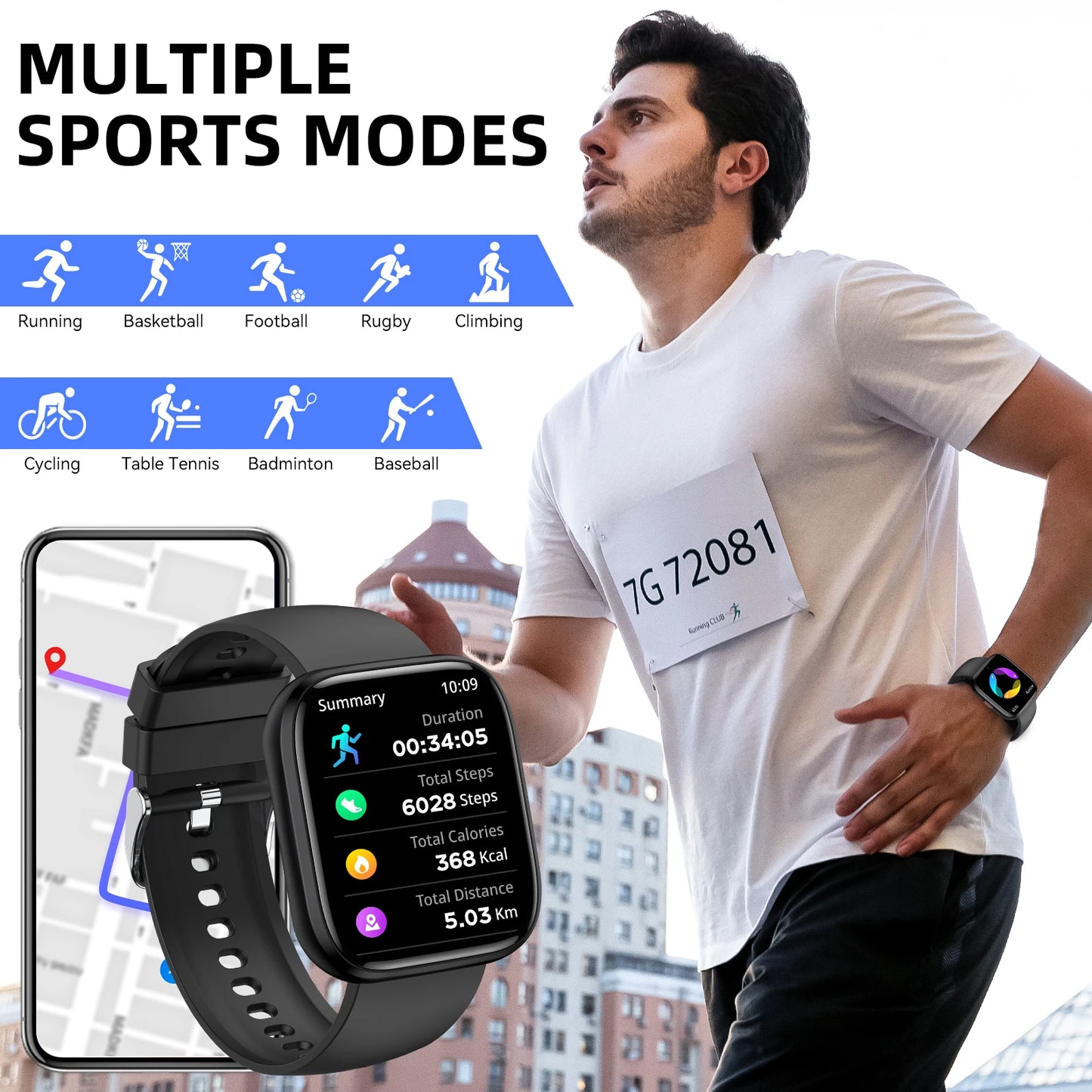 Outdoor Sports Smartwatch with Bluetooth Calling