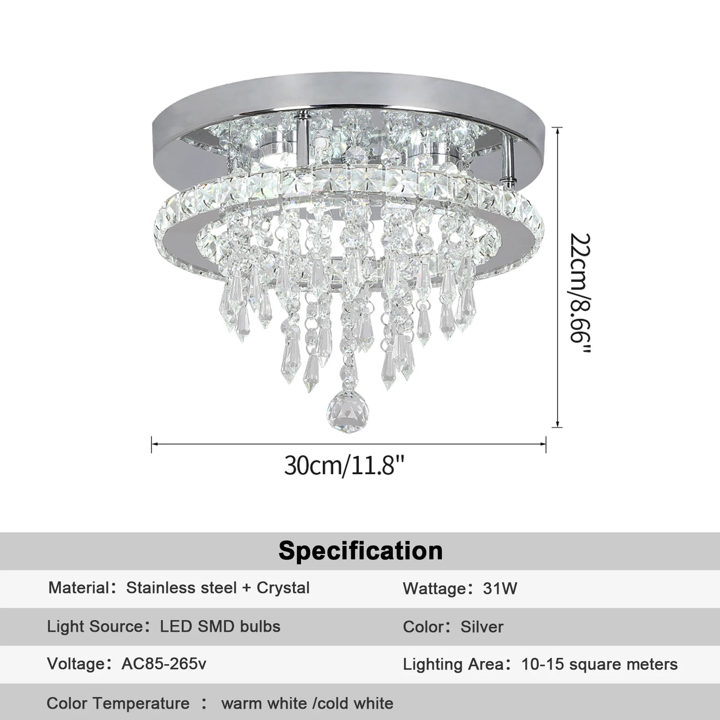 Modern Crystal LED Ceiling Chandelier with Remote Dimming for Home Decor