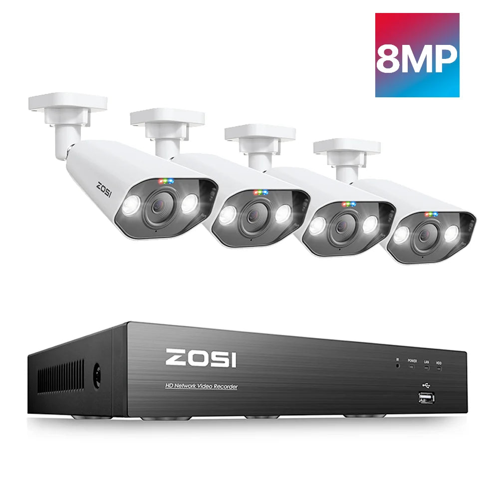 8MP 4K PoE Security Camera System with NVR Kit