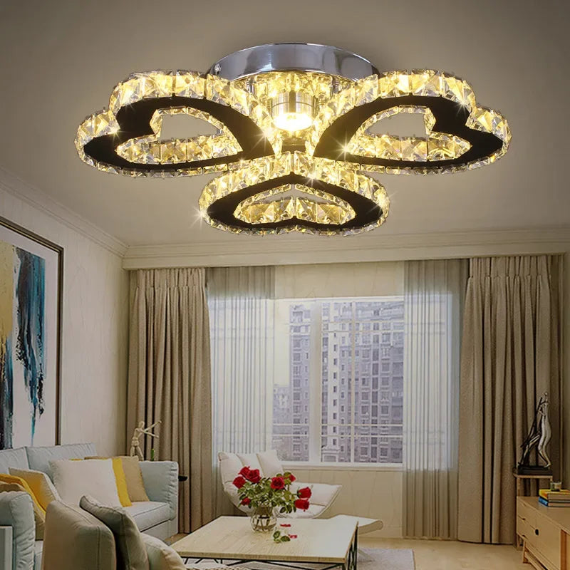 Modern K9 Crystal LED Chandelier 3 Ring Ceiling Light Fixture