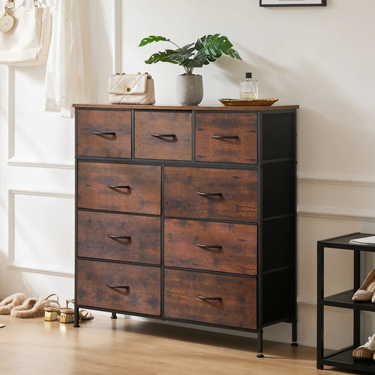 Modern 9-Drawer Fabric Dresser and Wardrobe Organizer