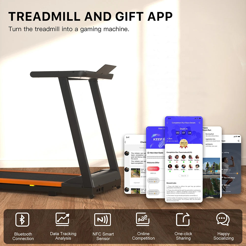 3.0HP Foldable Electric Treadmill with Remote Control and App Monitoring for Home Use 300 lbs Capacity