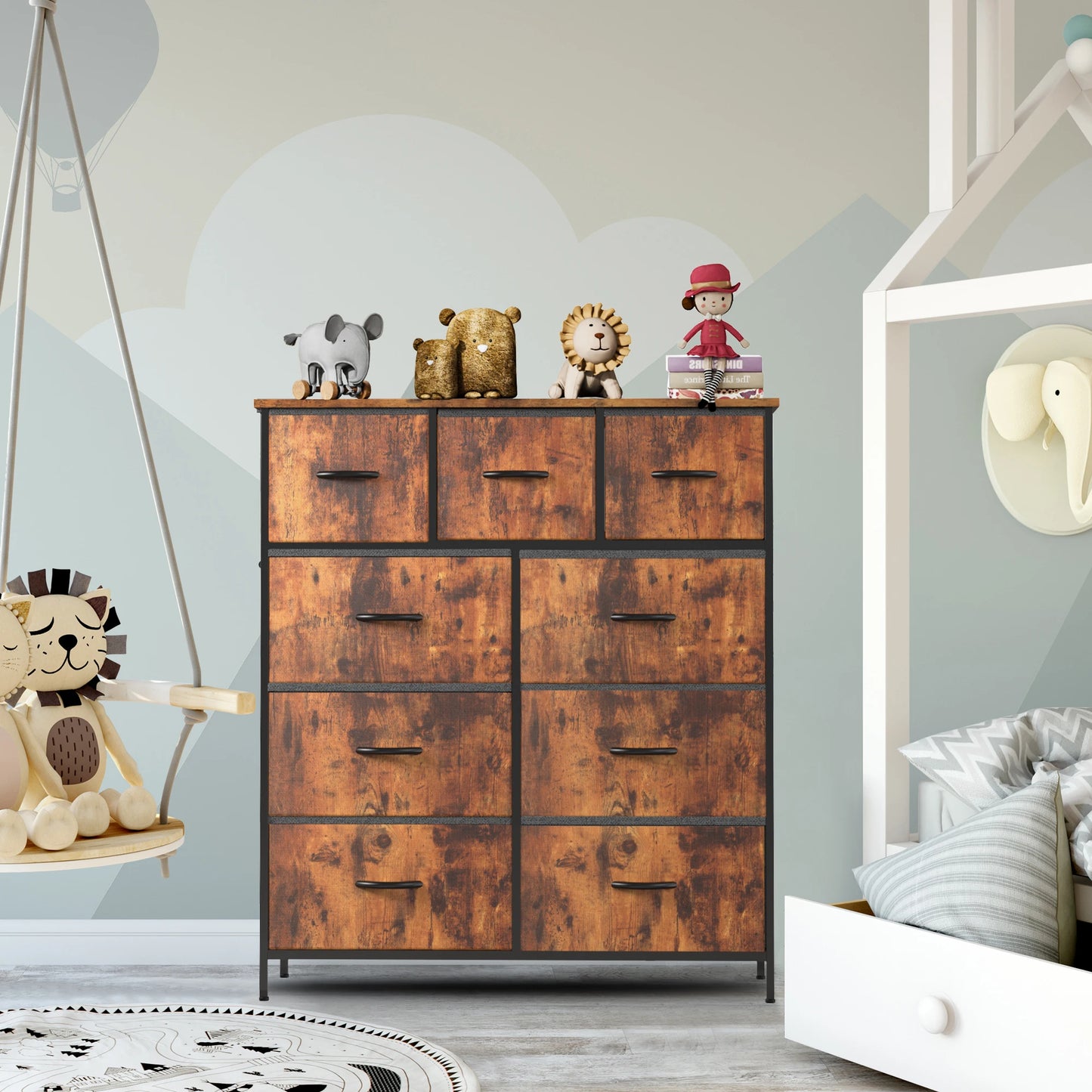 Modern 9-Drawer Fabric Dresser and Wardrobe Organizer