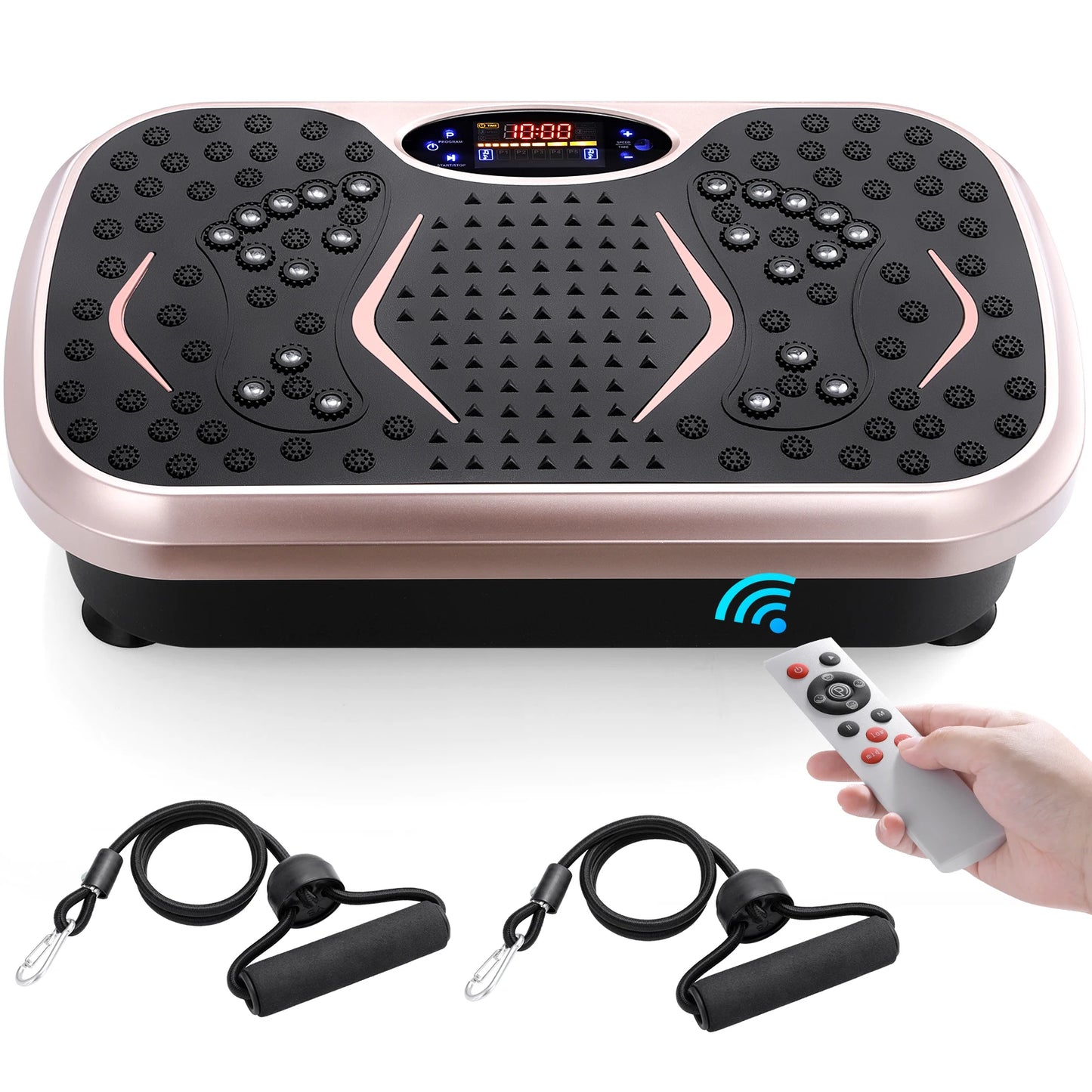 Vibration Plate Exercise Machine Whole Body Fitness Platform with Resistance Bands