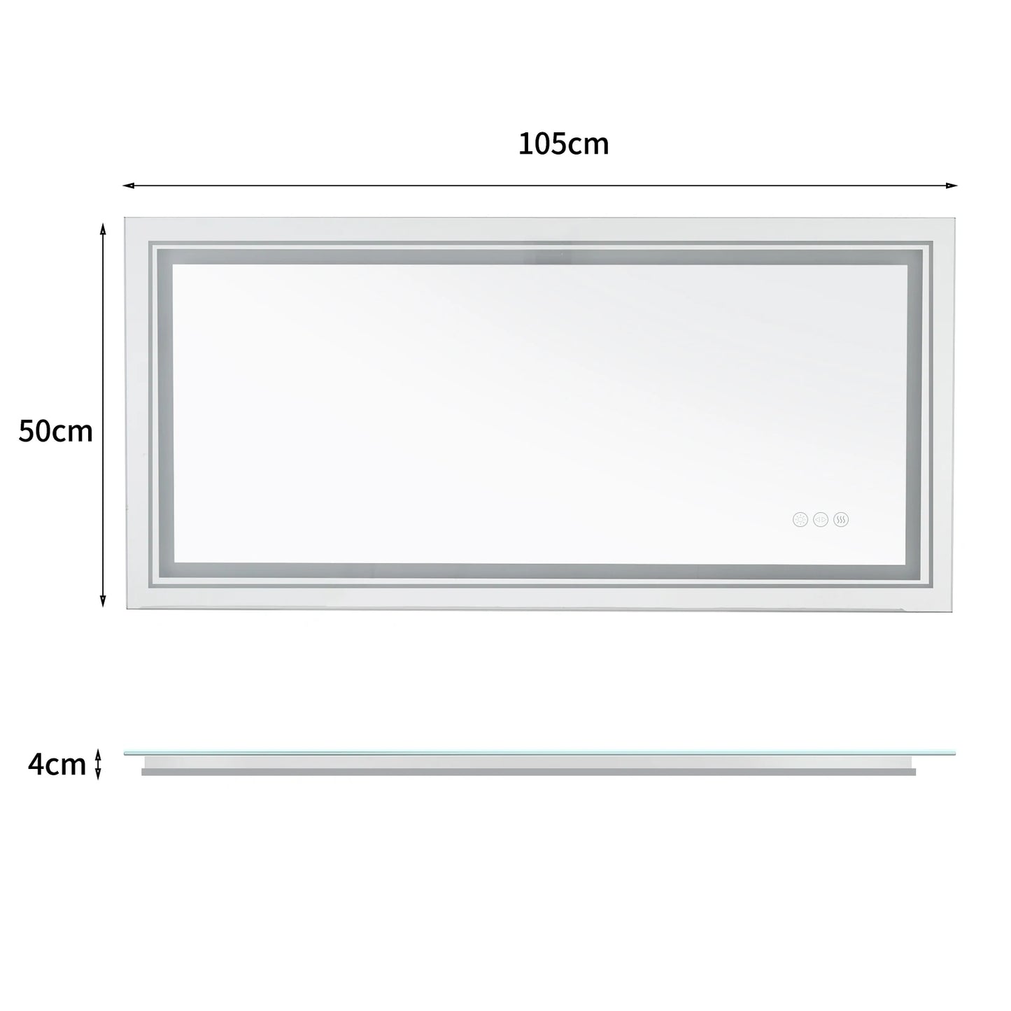 LED Wall Mirror with Backlit and Dimmable Lighting