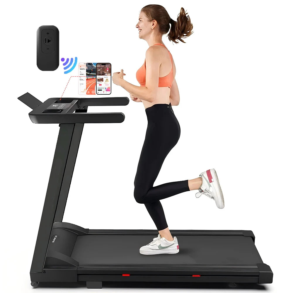 3.0HP Foldable Electric Treadmill with Remote Control and App Monitoring for Home Use 300 lbs Capacity