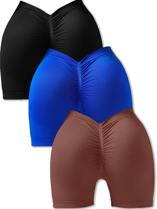 3 Pack V High Waisted Yoga Fitness Shorts for Women Moisture Wicking and Stretchy