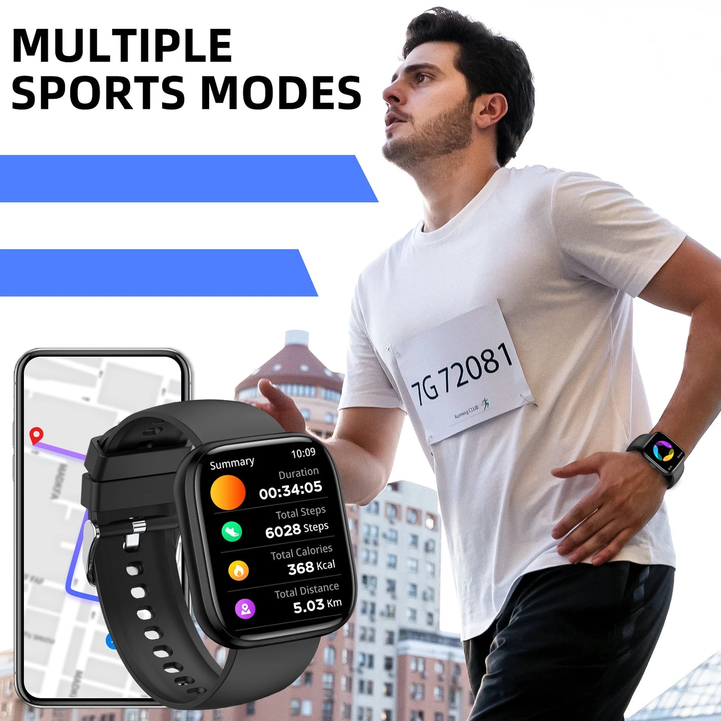 Outdoor Sports Smartwatch with Bluetooth Calling