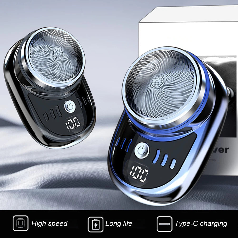 Mini Electric Travel Shaver for Men – USB Rechargeable Beard & Face Trimmer with Digital Display